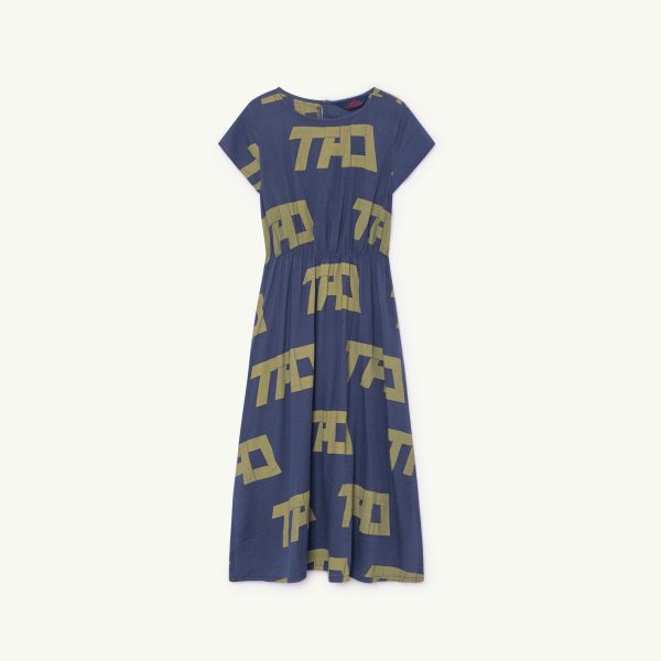 Girls Blue Logo Cotton Dress Sale