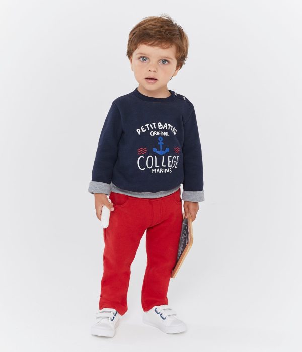 Baby Boys Red Cotton Trousers on Sale