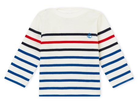 Baby Boys White & Blue Stripes T-shirt Cheap