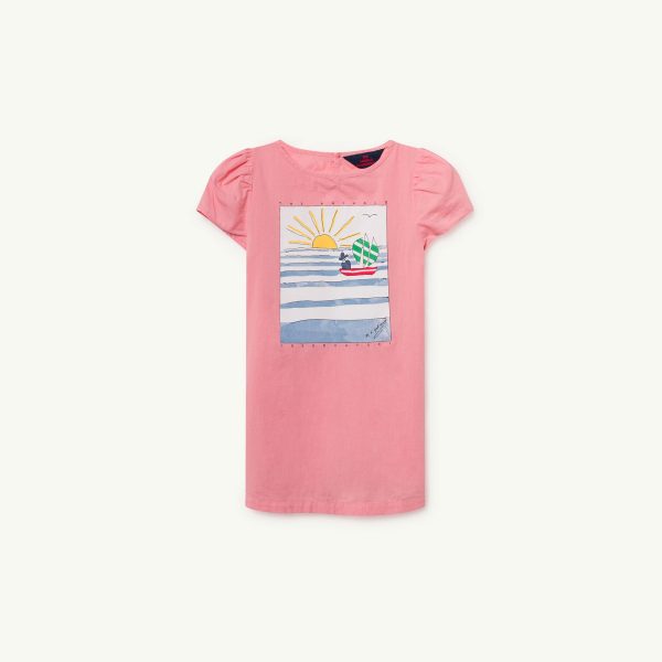 Girls Pink Landscape Cotton Dress Supply