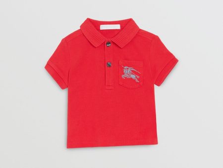 Baby Boys Bright Red Cotton Polo Shirt For Sale