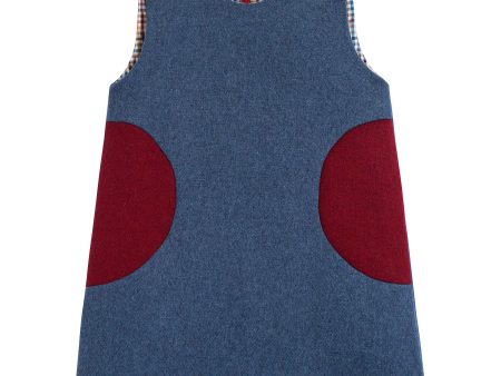 Girls Blue & Red Wool Dress Online now