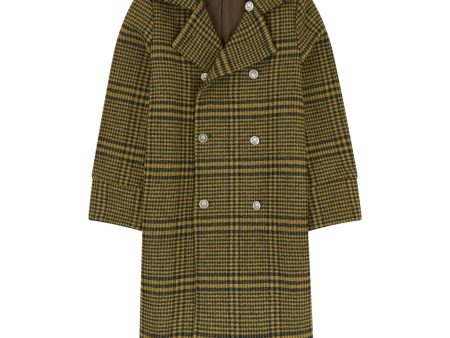 Girls Yellow Check Wool Coat Online