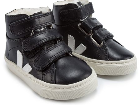 Baby Black Leather Velcro High Top Shoes For Discount