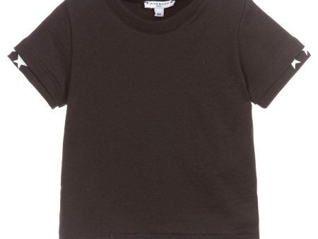 Baby Boys Black Logo Cotton T-shirt For Discount