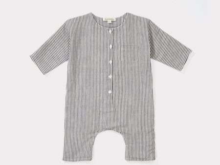 Baby Blue Stripes Cotton Romper Discount