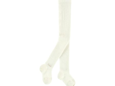 Girls White Cotton Tights on Sale