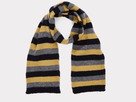 Boys Grey Melange Stripe Scarve Fashion