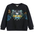 Boys Black With Tiger Logo Cotton Sweatshirt Hot on Sale