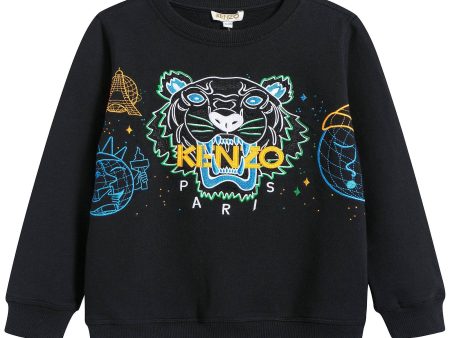 Boys Black With Tiger Logo Cotton Sweatshirt Hot on Sale