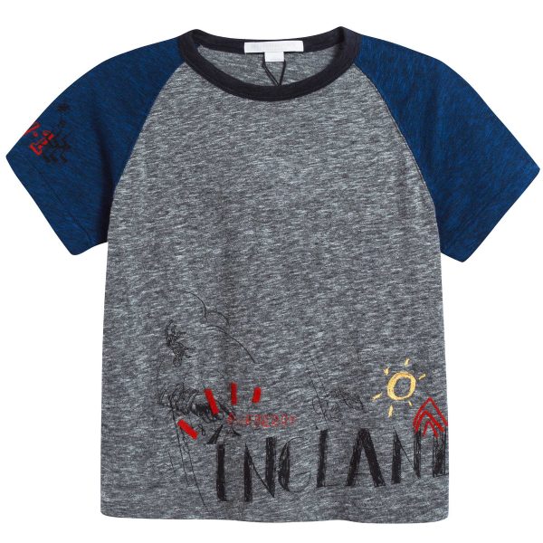 Boys Sky Blue Cotton T-shirt Discount