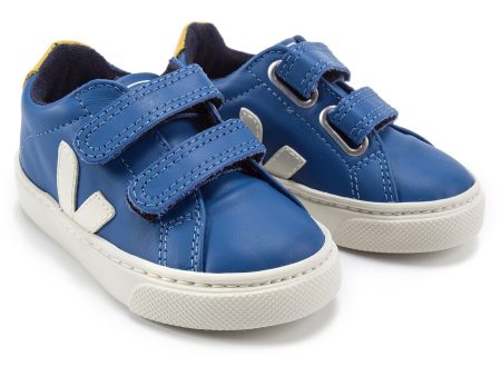 Baby Blue Leather Velcro With White  V  Shoes Cheap