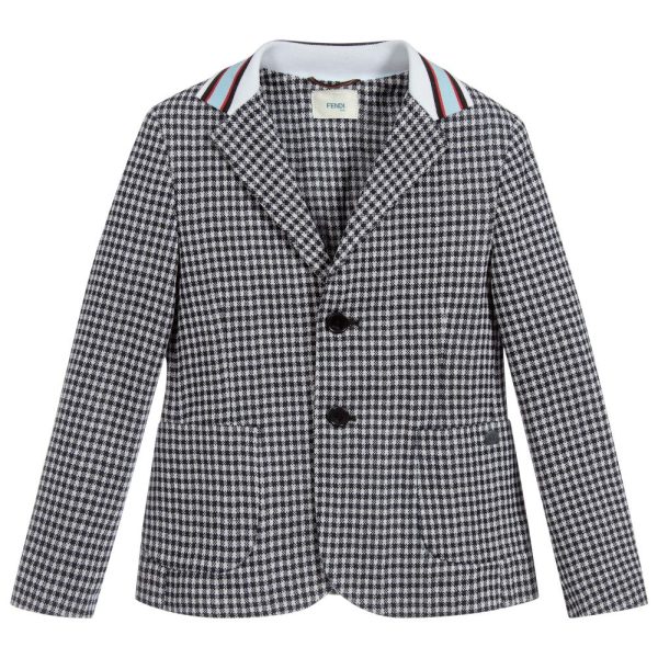 Boys Black Check Cotton Coat Online Hot Sale