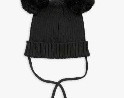 Baby Black Organic Cotton Ear Hat on Sale