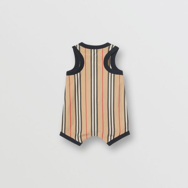 Baby Boys Archive Beige Stripes Cotton Babysuit Online Sale