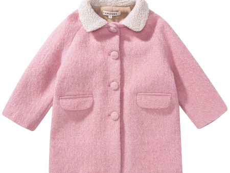 Girls Pale Pink Woven Coat For Discount