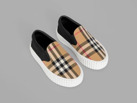 Baby Antique Yellow Check Cotton Shoes For Sale