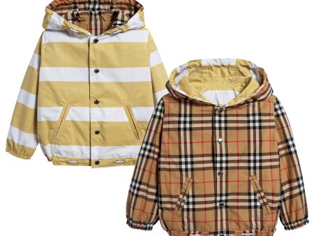 Baby Boys Larch Yellow & White Cotton Jacket Online Hot Sale