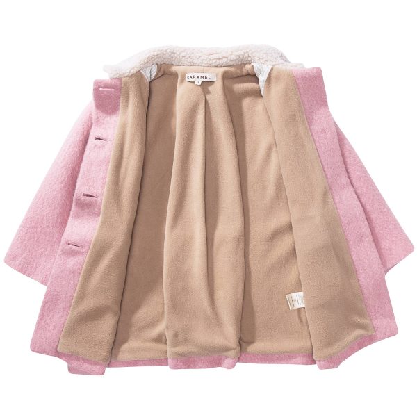 Girls Pale Pink Woven Coat For Discount