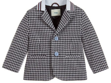 Baby Boys White & Blue Cotton Coat Discount