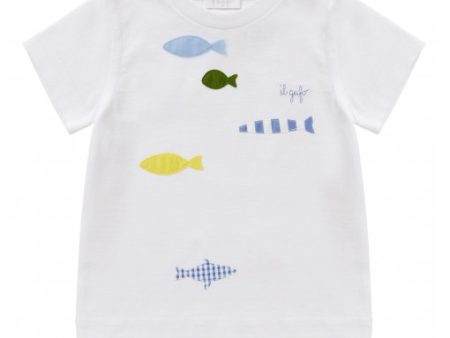 Baby Boys White Cotton T-shirt Online Sale