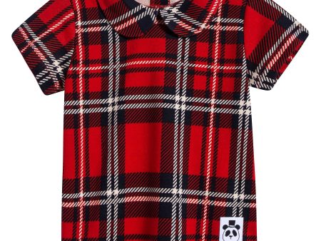 Girls Red Check Organic Cotton T-shirt Online Sale