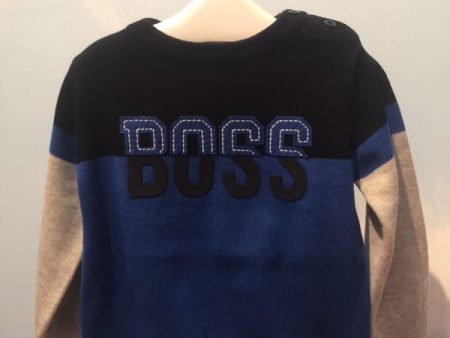 Baby Boys Blue Logo Cotton Sweater For Sale