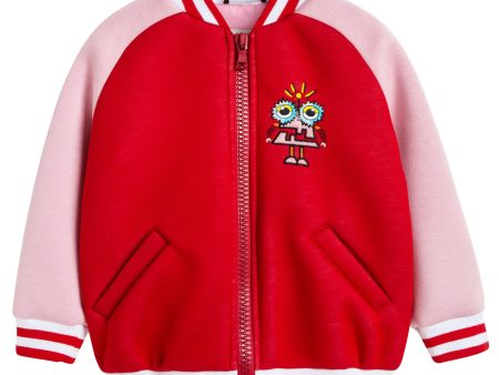 Girls Red Neoprene Varsity Jacket For Cheap