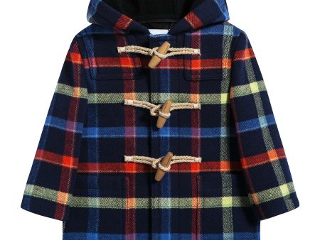 Baby Boys Navy Ip Check Wool Coat on Sale