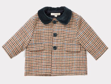 Baby Beige Wool Check Pure New Wool Coat Supply