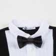 Baby Boys Black Bow Trims Cotton Short Babygrow Fashion