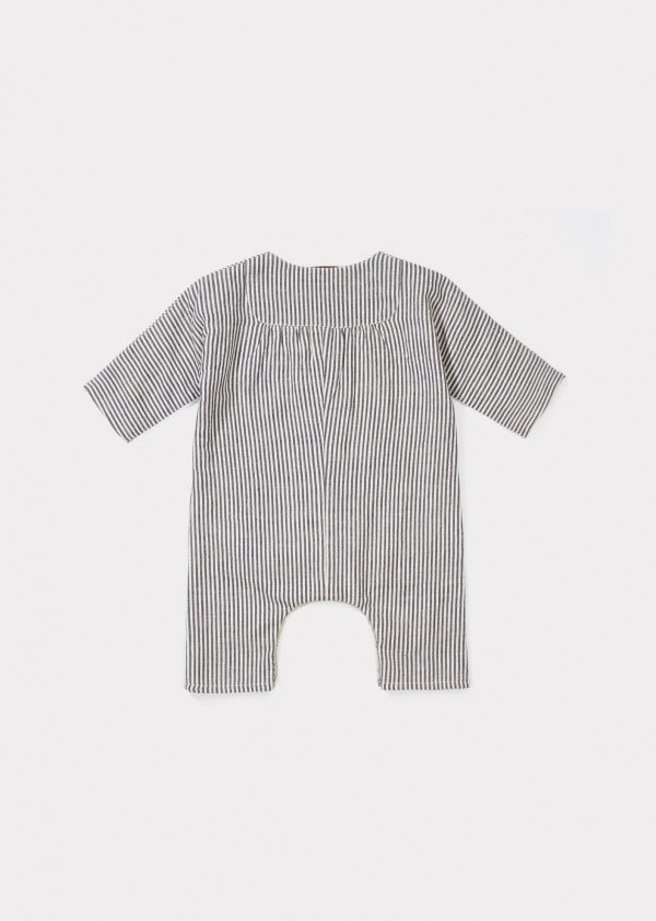 Baby Blue Stripes Cotton Romper Discount