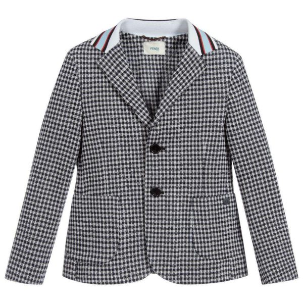 Boys Black Check Cotton Coat Online Hot Sale