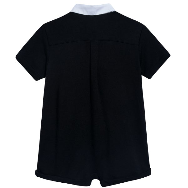 Baby Boys Black Bow Trims Cotton Short Babygrow Fashion