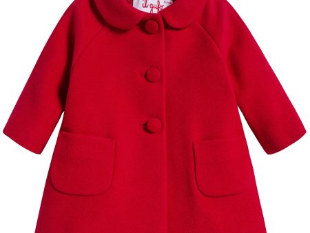 Girls Red Carnation Wool Coat Fashion