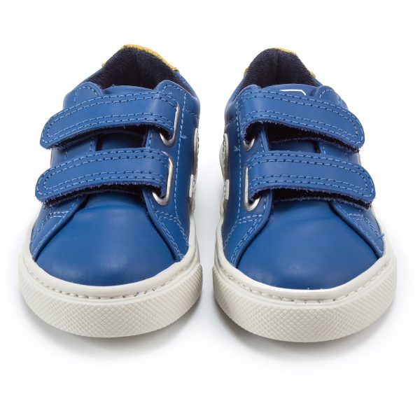 Baby Blue Leather Velcro With White  V  Shoes Cheap