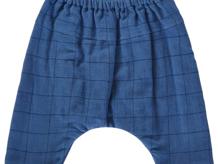 Baby Blue Check Cotton Trousers Online Sale