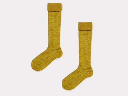 Girls Golden Straw Cotton Socks For Cheap