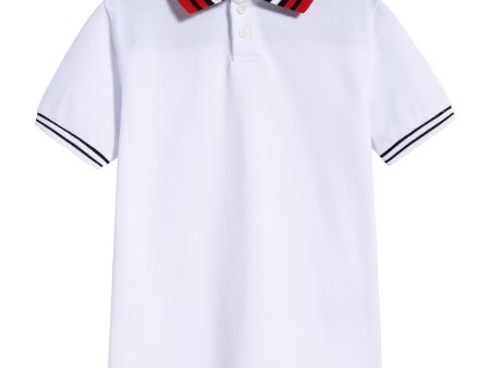 Boys White Cotton Polo Shirt Supply