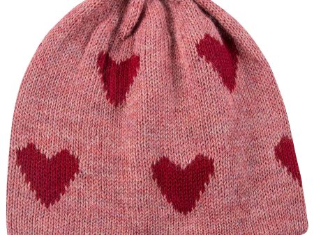 Baby Rose Pink Heart Alpaca Wool Hat For Discount