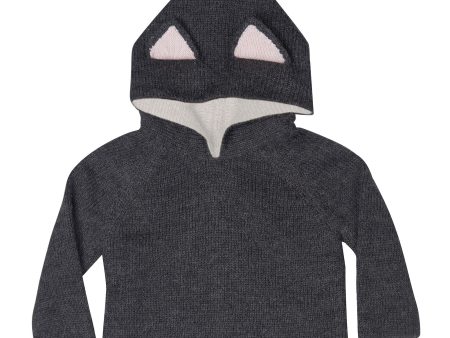 Baby Black Alpaca Hooded Sweatshirt With Little Ears Online Sale