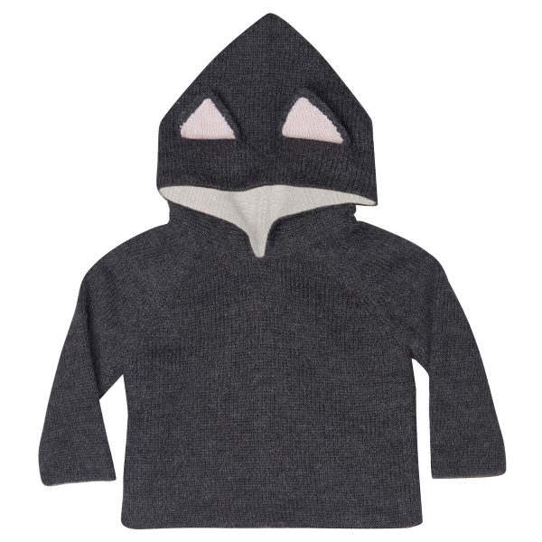 Baby Black Alpaca Hooded Sweatshirt With Little Ears Online Sale