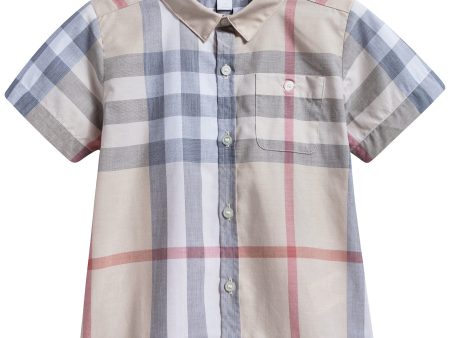 Baby  Boys  Beige  Check   Cotton   T-shirt For Sale