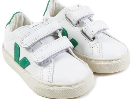 Baby  White   Leather Velcro   With  Green   V  Shoes Online now