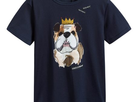 Baby Boys Blue Dog Cotton T-shirt Sale