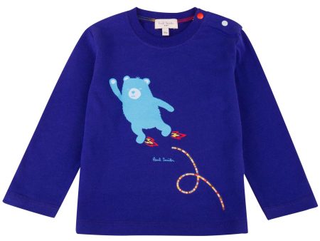 Baby Boys Blue Bear Printed T-Shirt on Sale