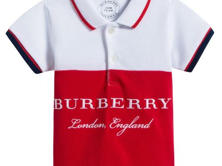 Baby Boys Bright Oringe Red Cotton Polo T-Shirt on Sale