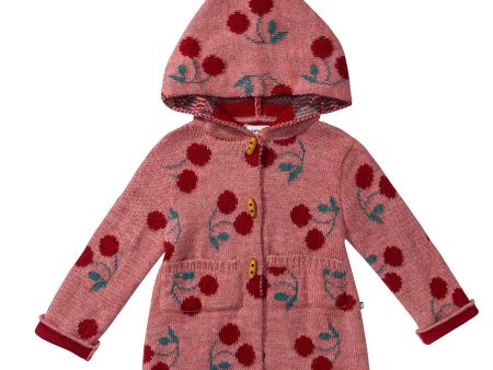 Girls Rose Pink Cherry Alpaca Hooded Coat Online Hot Sale