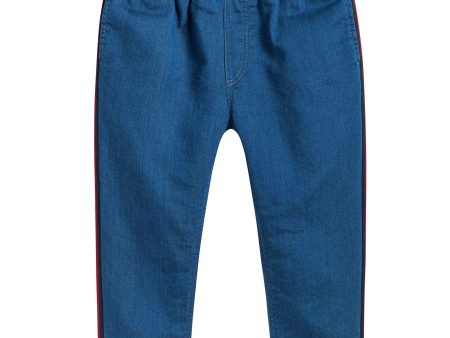 Baby Blue Denim Jeans with Gucci Trim Cheap