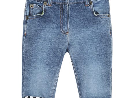 Baby Blue Denim Jeans With Stripes Discount